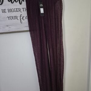 Fashion Nova Plum Lace Flare Pants XS NWT Concert Festival